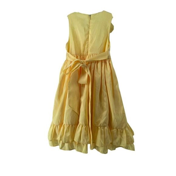 Sugar Plum Girls Formal Dress Size 6 Yellow Ruffle Belted Belle Sleeveless Party - Picture 2 of 8